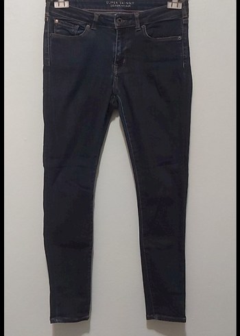 Dar Kesim Lacivert Midi Kot Pantolon Likralı - Görsel 2