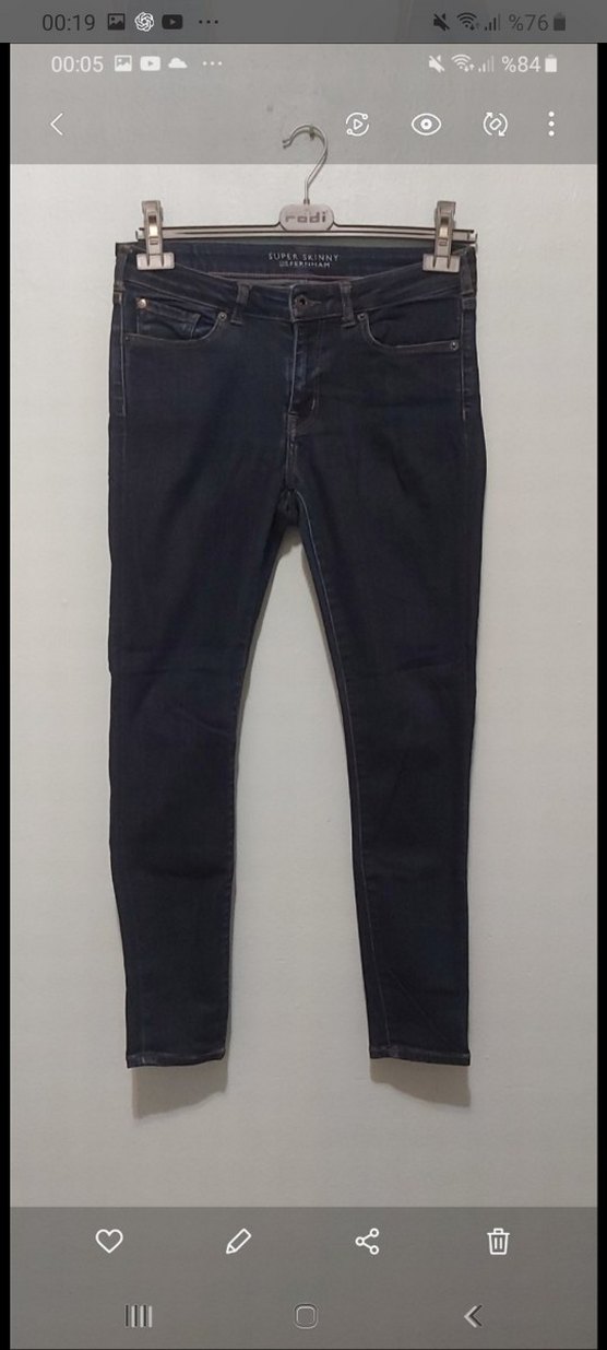 Dar Kesim Lacivert Midi Kot Pantolon Likralı - Görsel 2