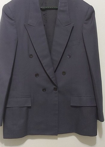 Düğmeli, Koyu mavi Erkek Takım Elbise Ceketi - Görsel 3