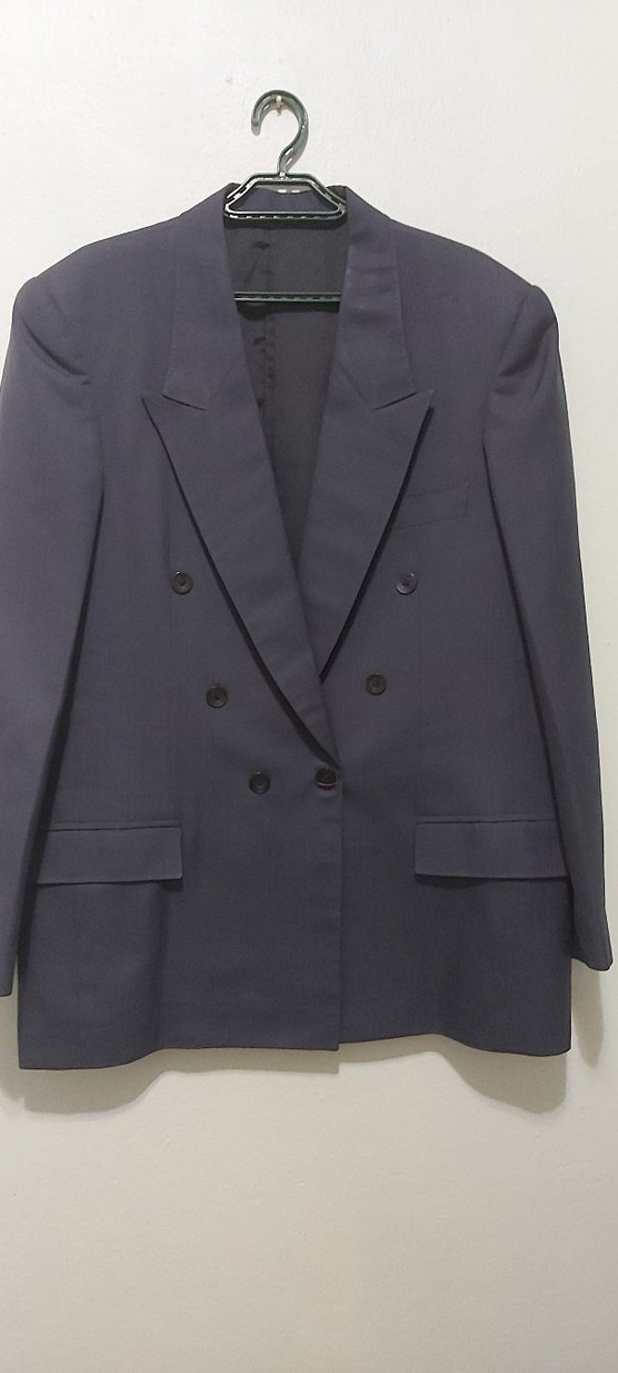 Düğmeli, Koyu mavi Erkek Takım Elbise Ceketi - Görsel 3