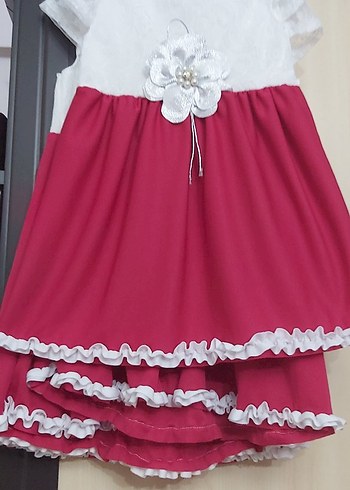 Pembe Renk Kız Çocuk Fırfırlı Elbise