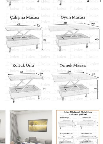 Diğer Beyaz tekerlek ayaklı Akıllı sehpa sihirli sehpa