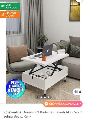 Beyaz tekerlek ayaklı Akıllı sehpa sihirli sehpa