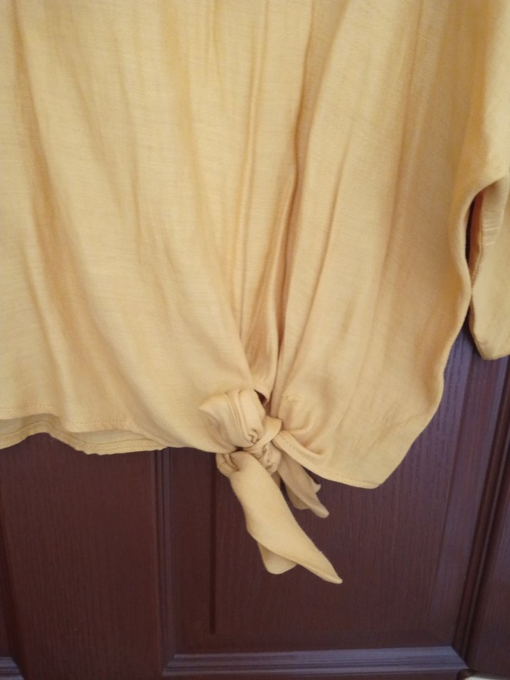 Sarı Bohem Salaş Keten Bluz - Görsel 3