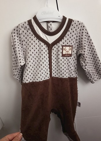 Uzun Kollu Kahverengi Bebek Tulum - Görsel 2