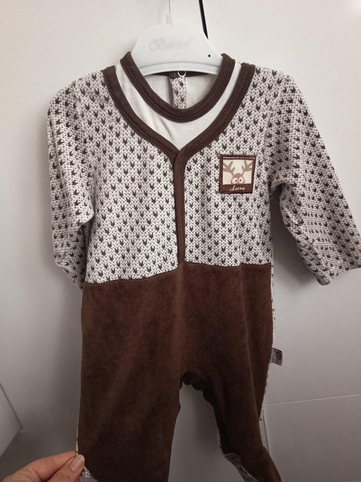 Uzun Kollu Kahverengi Bebek Tulum - Görsel 2