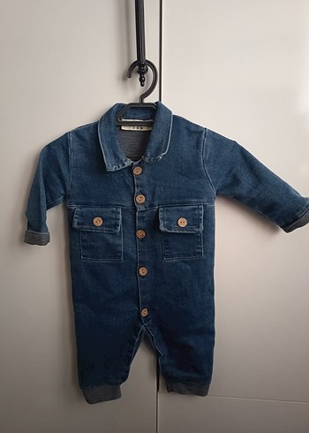 Erkek Bebek Koyu Mavi Denim Tulum - Görsel 2