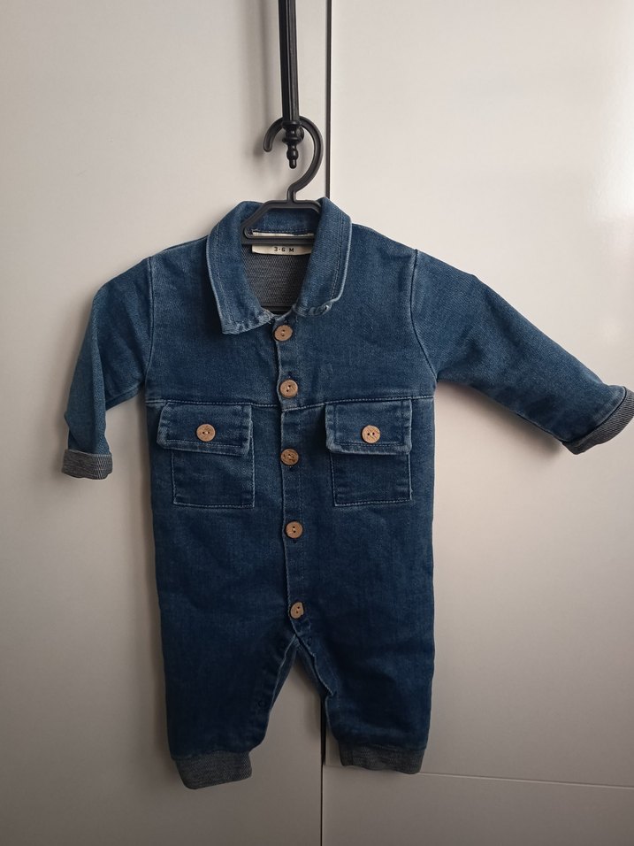 Erkek Bebek Koyu Mavi Denim Tulum - Görsel 2