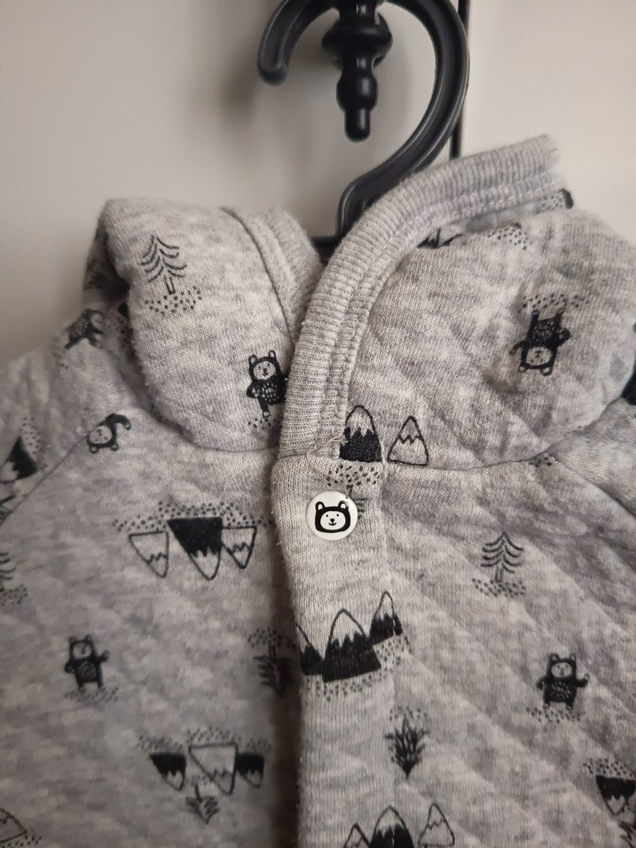 Kapüşonlu Gri Örgü Erkek Çocuk Ceketi - Görsel 2