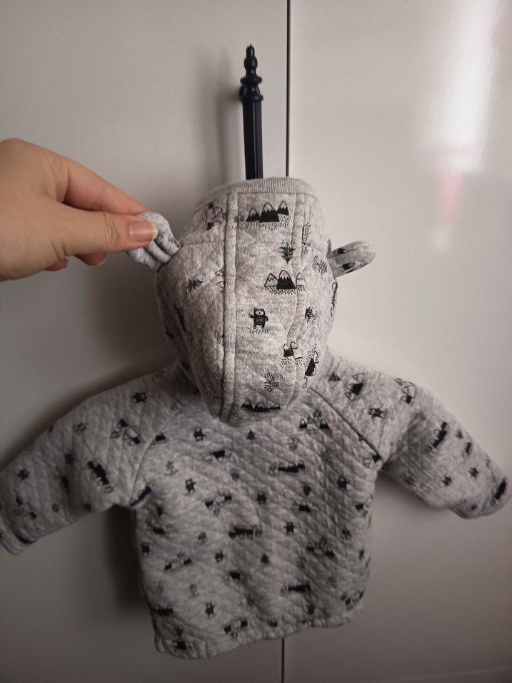 Kapüşonlu Gri Örgü Erkek Çocuk Ceketi - Görsel 3