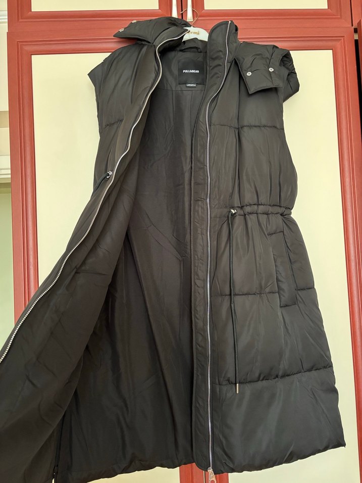 Kadın Siyah Uzun Fermuarlı Yelek - Görsel 5