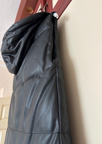 Kadın Siyah Deri Kemerli Uzun Yelek - Görsel 8