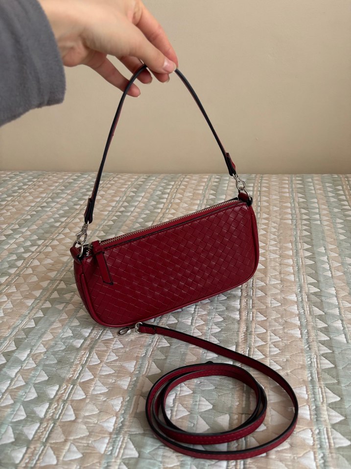 Bordo kadın Deri Çanta - Görsel 2