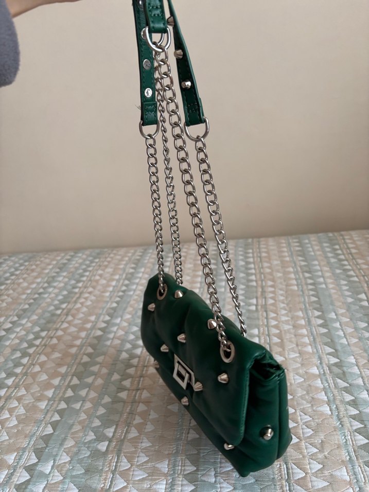 Zincir Detaylı Yeşil  Kadın Çanta - Görsel 2