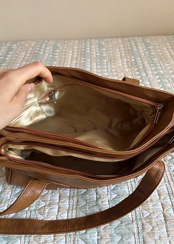 Kahverengi Deri Prada Kadın Çanta - Görsel 5