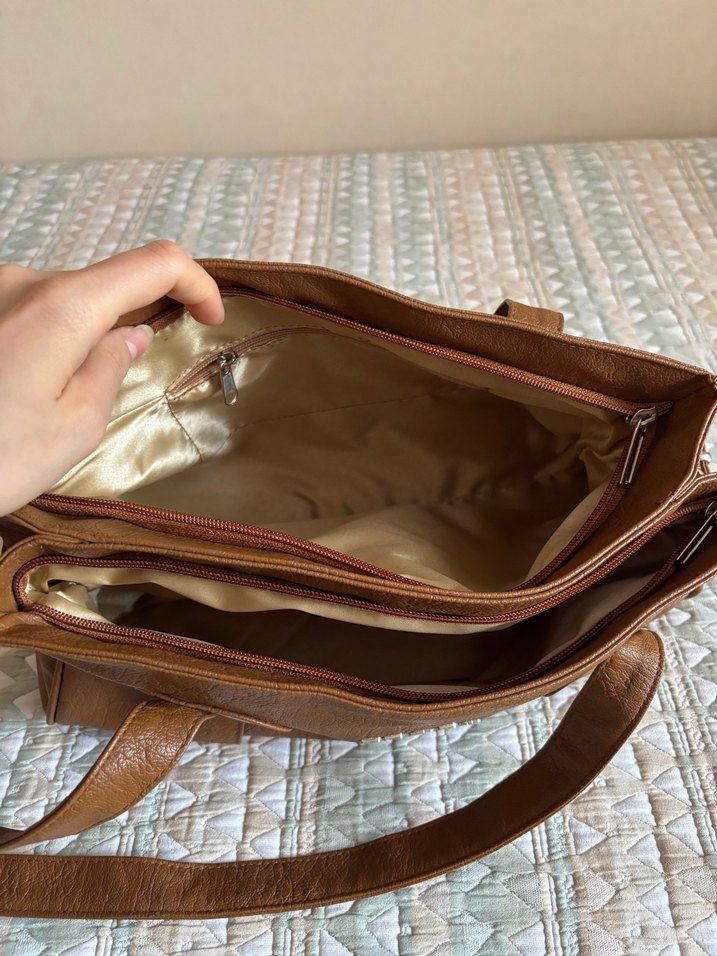 Kahverengi Deri Prada Kadın Çanta - Görsel 5