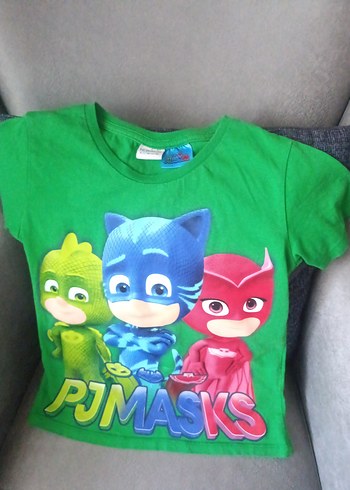 Yeşil PJ Masks Baskılı Erkek Çocuk Tişörtü