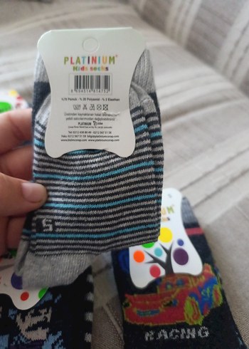 PLATINIUM Çocuk Çorabı Mavi Gri Çizgili - Görsel 5