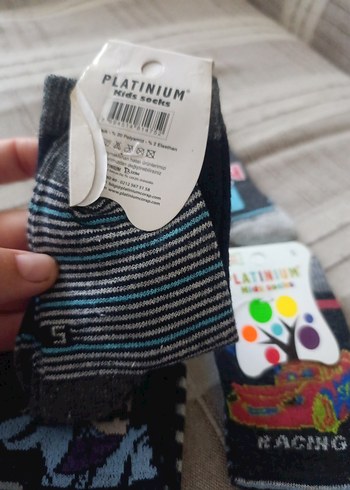 PLATINIUM Çocuk Çorabı Mavi Gri Çizgili - Görsel 3