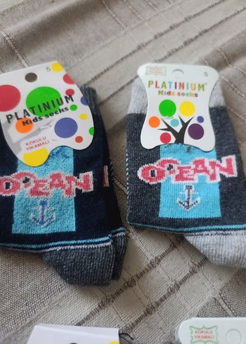 PLATINIUM Çocuk Çorabı Mavi Gri Çizgili - Görsel 7