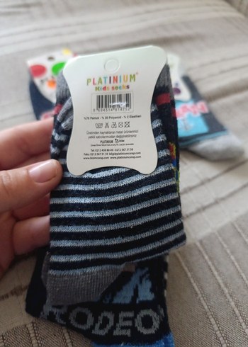 PLATINIUM Çocuk Çorabı Mavi Gri Çizgili - Görsel 2