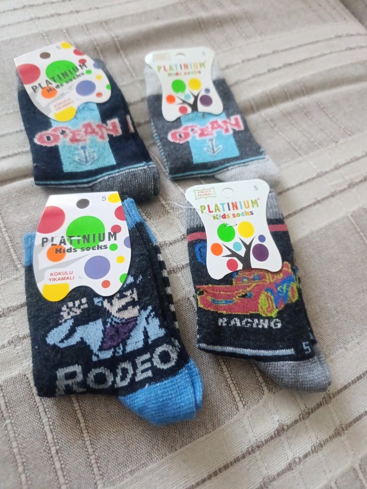 PLATINIUM Çocuk Çorabı Mavi Gri Çizgili - Görsel 4