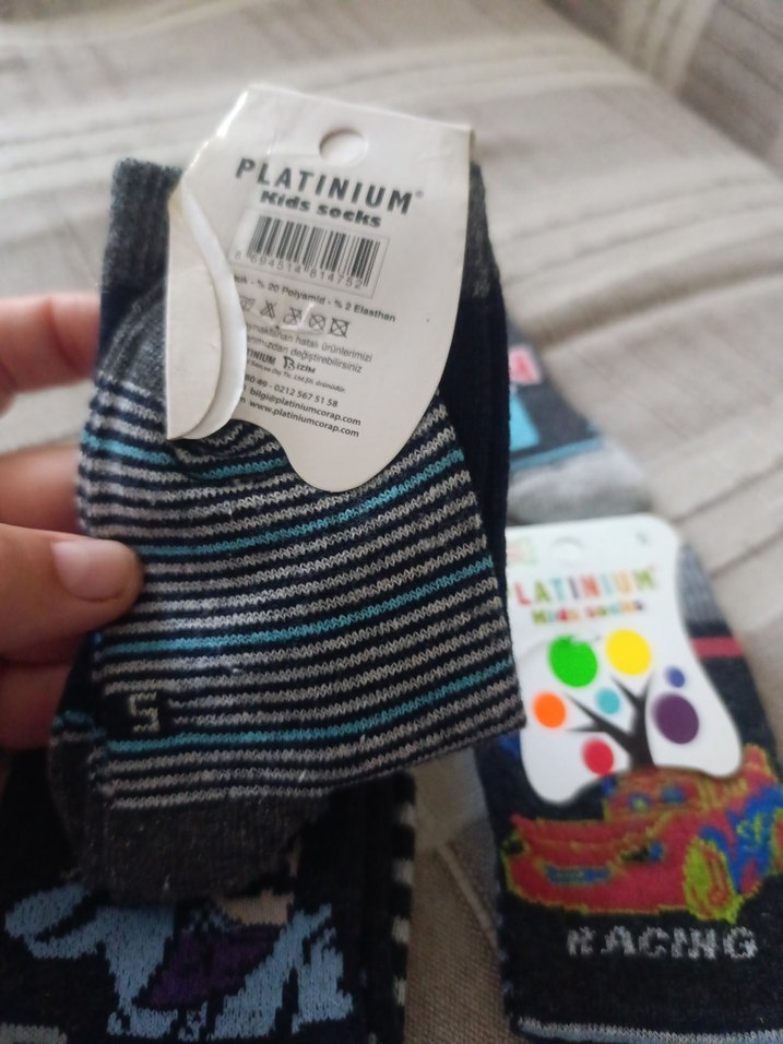 PLATINIUM Çocuk Çorabı Mavi Gri Çizgili - Görsel 3