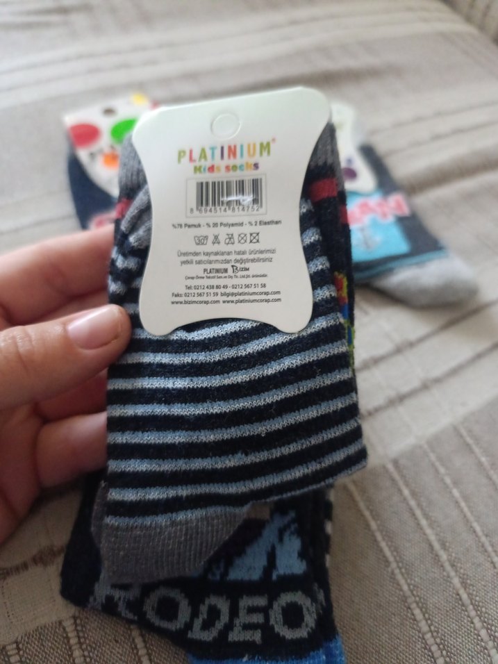PLATINIUM Çocuk Çorabı Mavi Gri Çizgili - Görsel 2