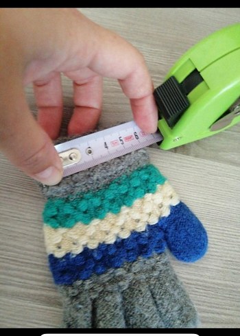 Renkli Nakışlı Kız Çocuk Örgü Eldiven - Görsel 7