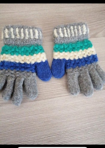 Renkli Nakışlı Kız Çocuk Örgü Eldiven - Görsel 5