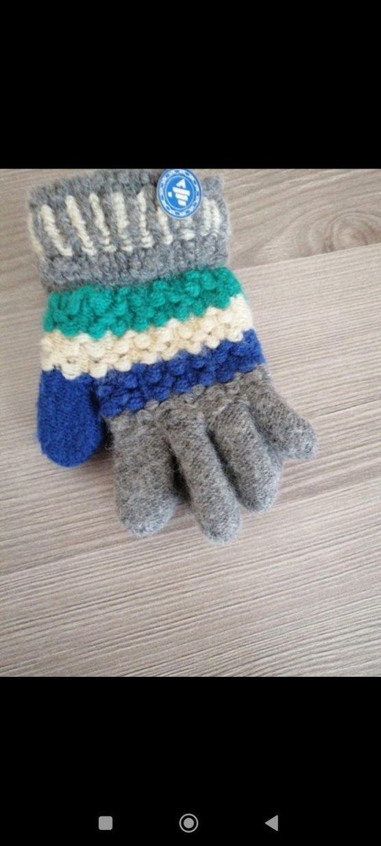 Renkli Nakışlı Kız Çocuk Örgü Eldiven - Görsel 4