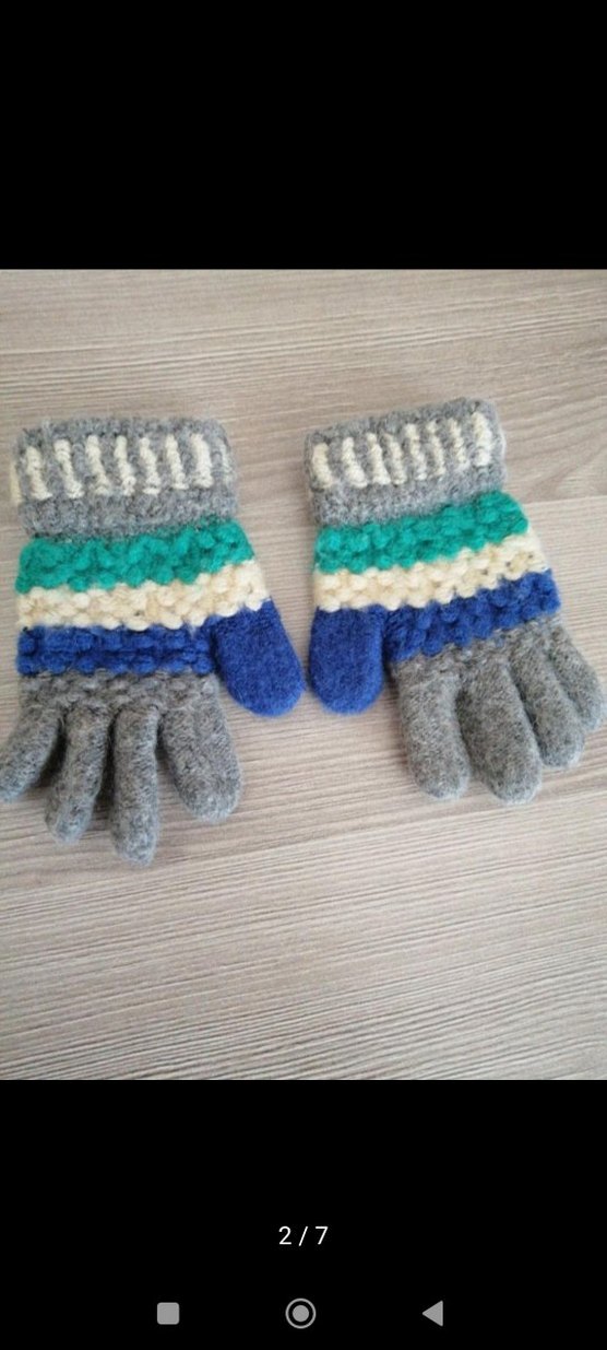 Renkli Nakışlı Kız Çocuk Örgü Eldiven - Görsel 2