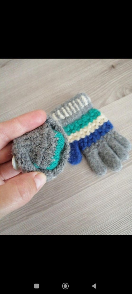 Renkli Nakışlı Kız Çocuk Örgü Eldiven - Görsel 3