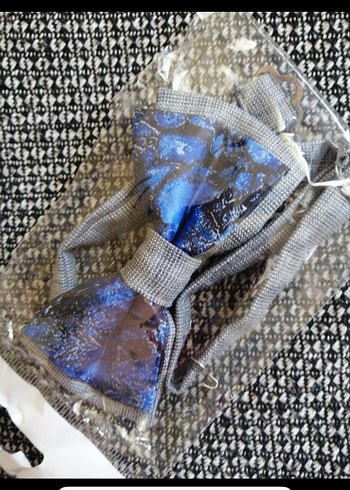 erkek için Mavi Batik Desenli Papyon - Görsel 6