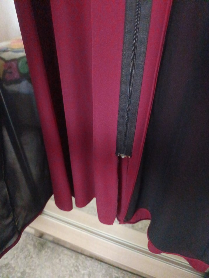 Bordo Uzun Kollu Gotik Kadın ferace - Görsel 5