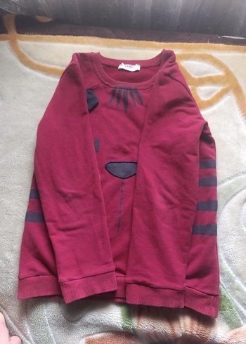 Bordo Nakışlı erkek Sweatshirt - Görsel 3