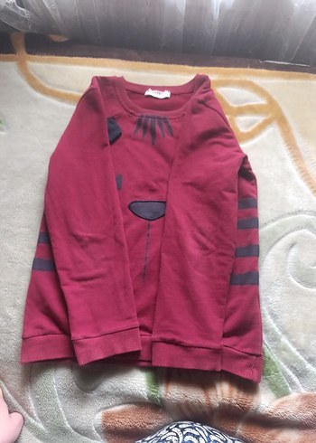 Bordo Nakışlı erkek Sweatshirt - Görsel 4