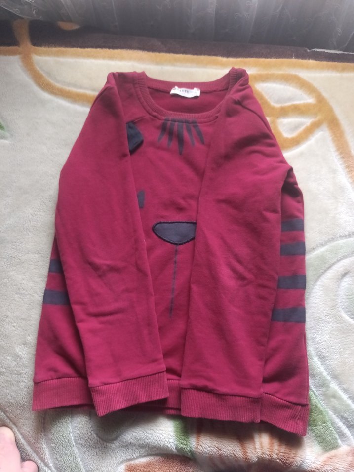 Bordo Nakışlı erkek Sweatshirt - Görsel 3