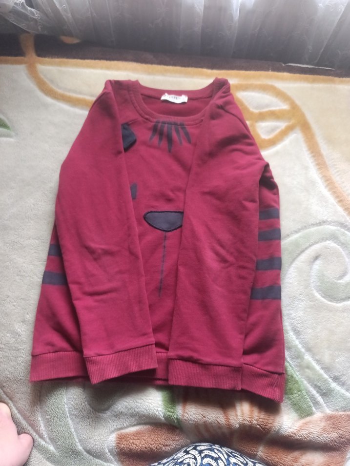 Bordo Nakışlı erkek Sweatshirt - Görsel 4