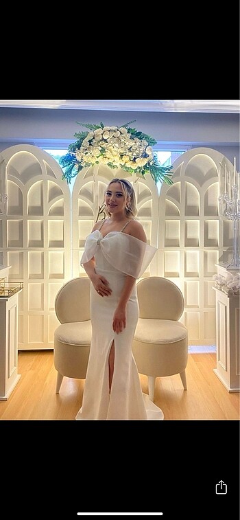 Taşlı İp askılı düşük omuz krep uzun elbise - Görsel 2