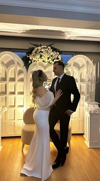 Taşlı İp askılı düşük omuz krep uzun elbise - Görsel 4