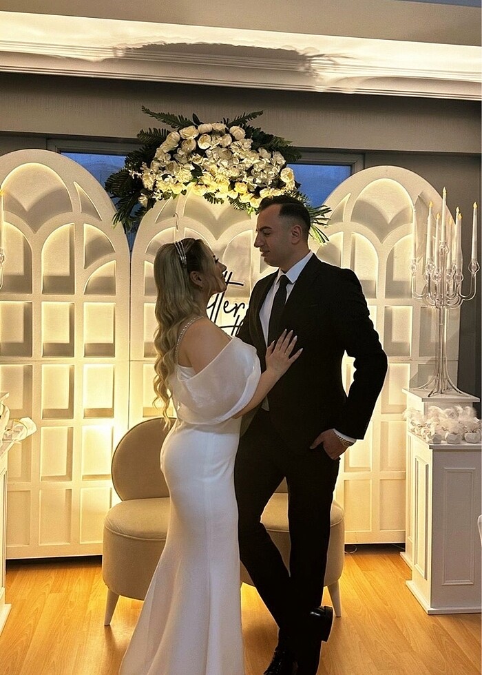 Taşlı İp askılı düşük omuz krep uzun elbise - Görsel 4