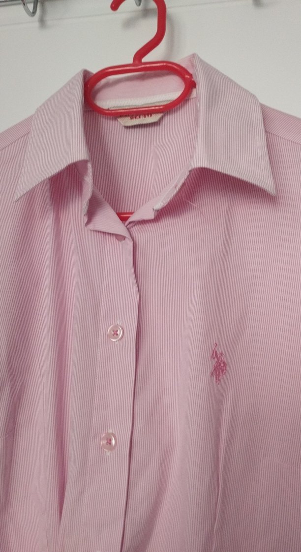 Pembe Pamuklu Uzun Kollu Kadın Gömlek - Görsel 3