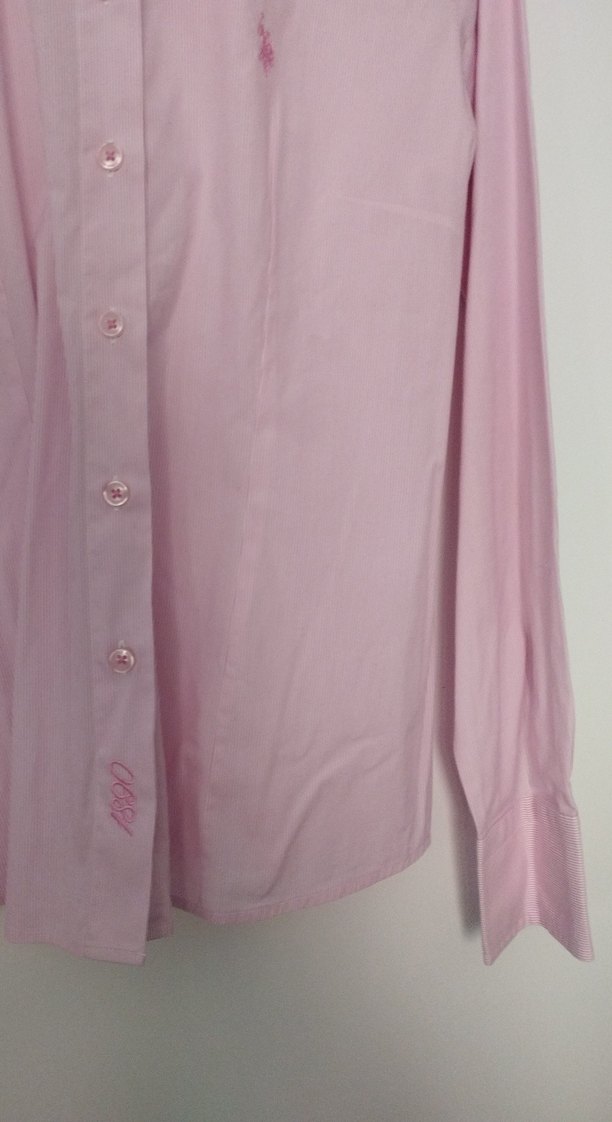 Pembe Pamuklu Uzun Kollu Kadın Gömlek - Görsel 2