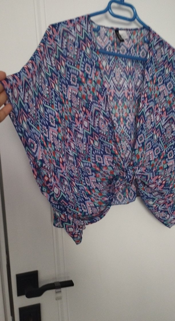 Bohem Çok Renkli V Yaka Bluz - Görsel 2