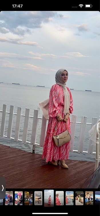 Zara Pembe desenli elbise