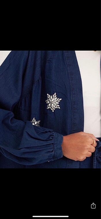 universal Beden İşlemeli kot kimono ceket