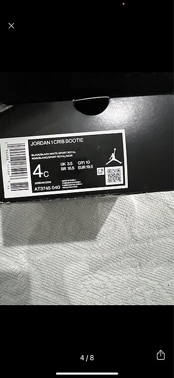 19 Beden siyah Renk Nike jordan bebek ayakkabısı