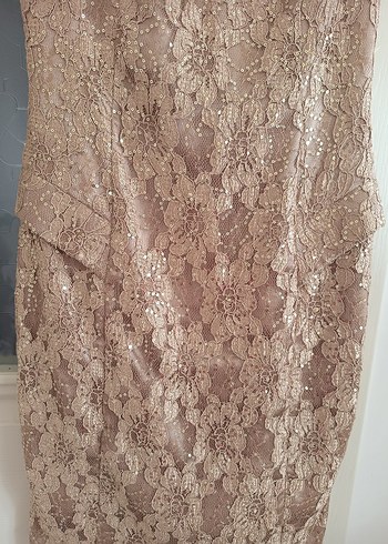 Dantelli Krem Midi Elbise - Görsel 3