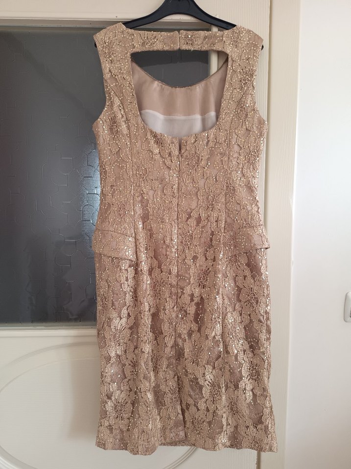 Dantelli Krem Midi Elbise - Görsel 5